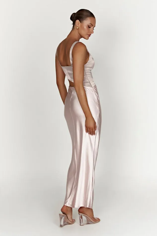 Meshki Bachelorette Women Gianna Two Tone Slashed Maxi Dress 8211 Blush Pink Blushpink