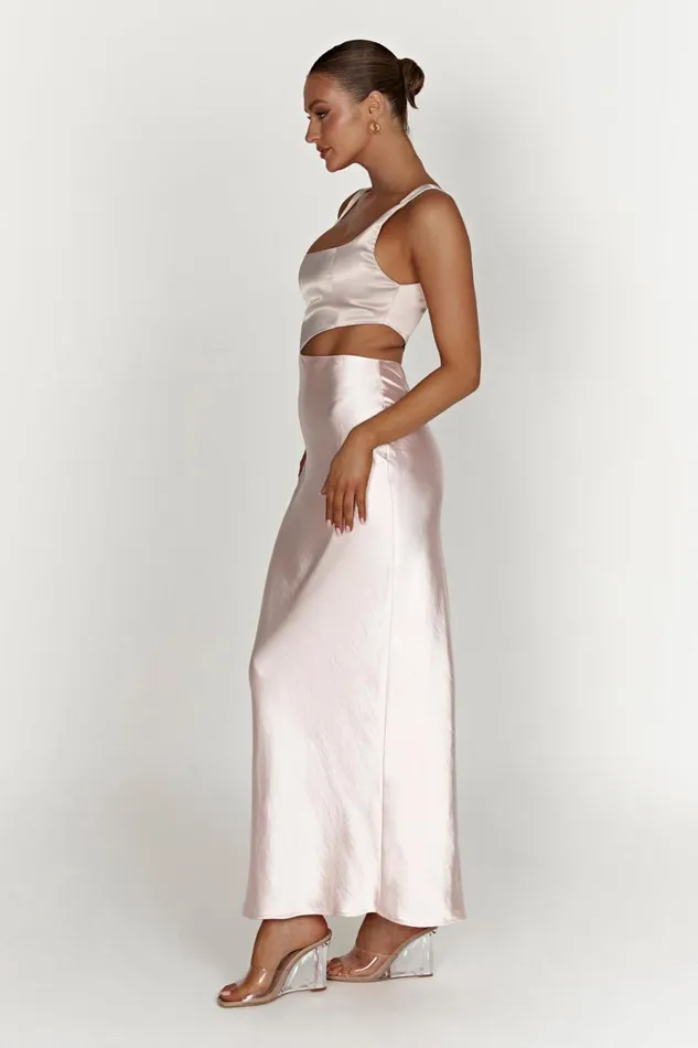 Meshki Bachelorette Women Gianna Two Tone Slashed Maxi Dress 8211 Blush Pink Blushpink