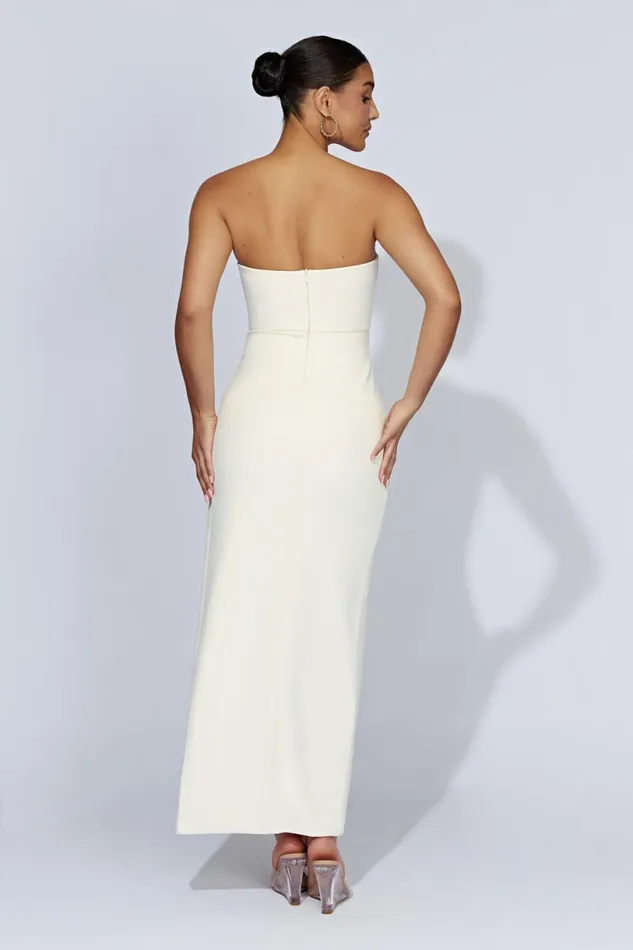 Meshki Bachelorette Women Rachel Maxi Split Front Dress 8211 Bone Bone