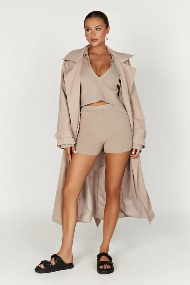 Meshki Basic Bottoms Women Orla Knit Shorts 8211 Taupe Taupe