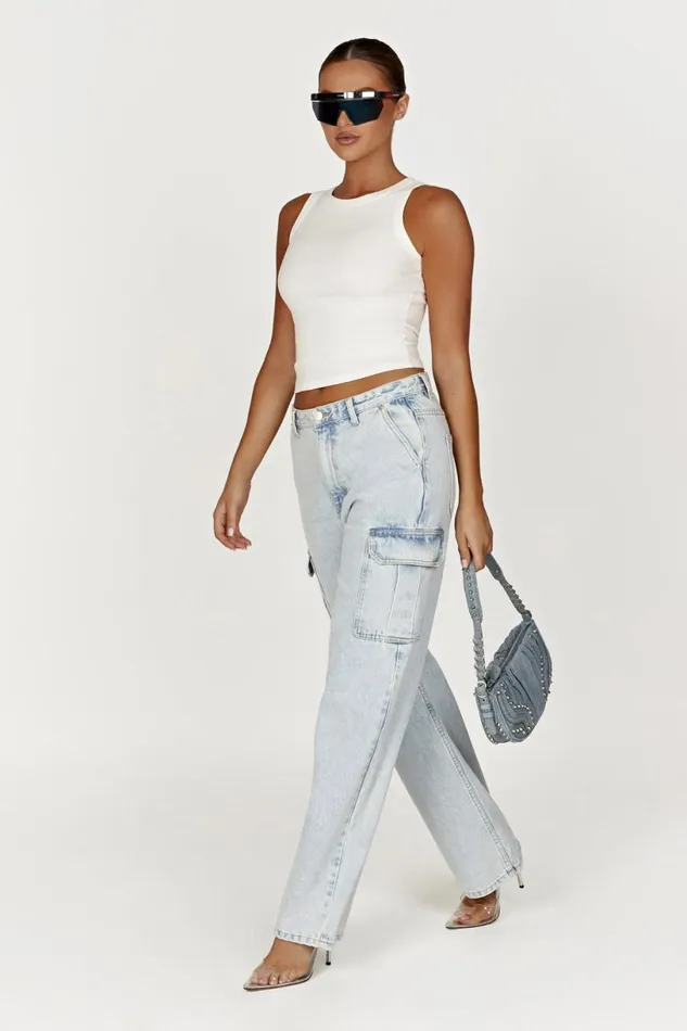 Meshki Basic Tops Women Zanna Ribbed Tank Top 8211 White White