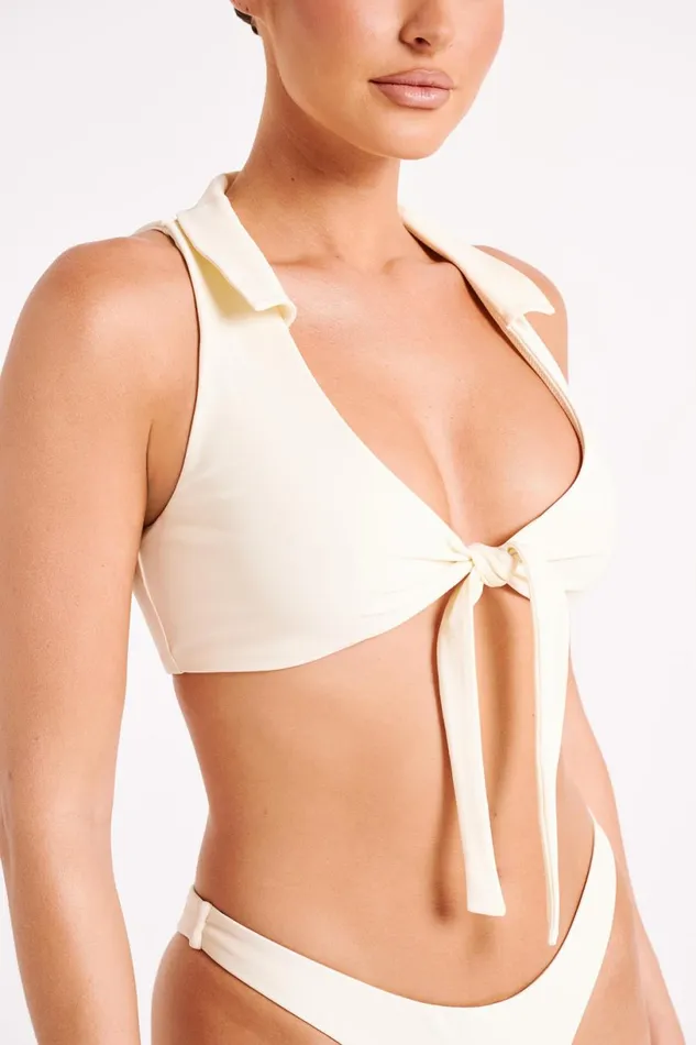 Meshki Bikini Tops Women Clarita Recycled Tie Up Bikini Top 8211 Ivory Ivory
