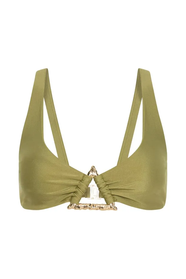 Meshki Bikini Tops Women Riley Triangle Hardware Bikini Top 8211 Olive Olive Meshki Bikini Tops Women Riley Triangle Hardware Bikini Top 8211 Olive Olive