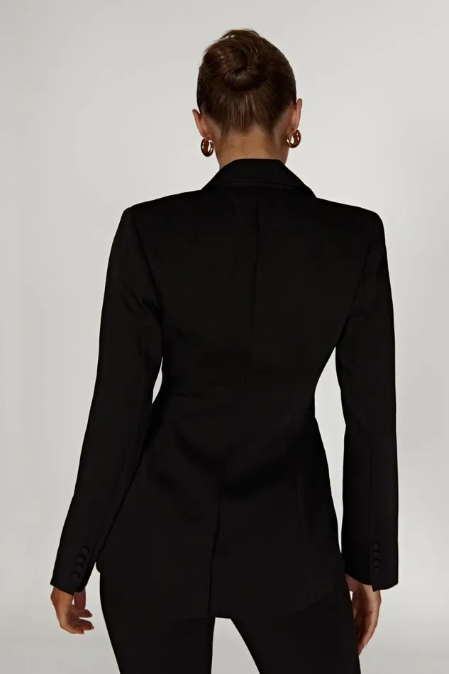 Meshki Blazers Women Helda Fitted Cinched Waist Blazer 8211 Black Black