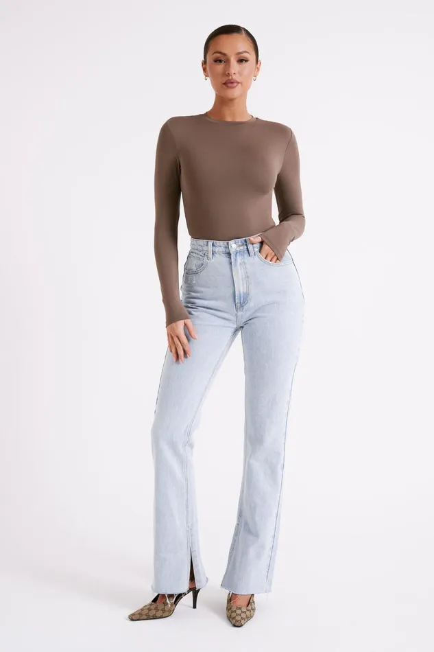 Meshki Bodysuits Women Delilah Long Sleeve Crew Neck Bodysuit 8211 Coco Coco