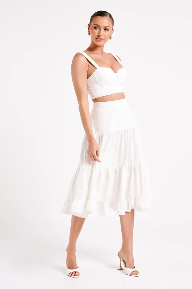 Meshki Brides Women Hilaria Cupped Linen Crop Top 8211 White White Meshki Brides Women Hilaria Cupped Linen Crop Top 8211 White White