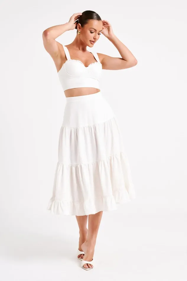 Meshki Brides Women Hilaria Cupped Linen Crop Top 8211 White White Meshki Brides Women Hilaria Cupped Linen Crop Top 8211 White White