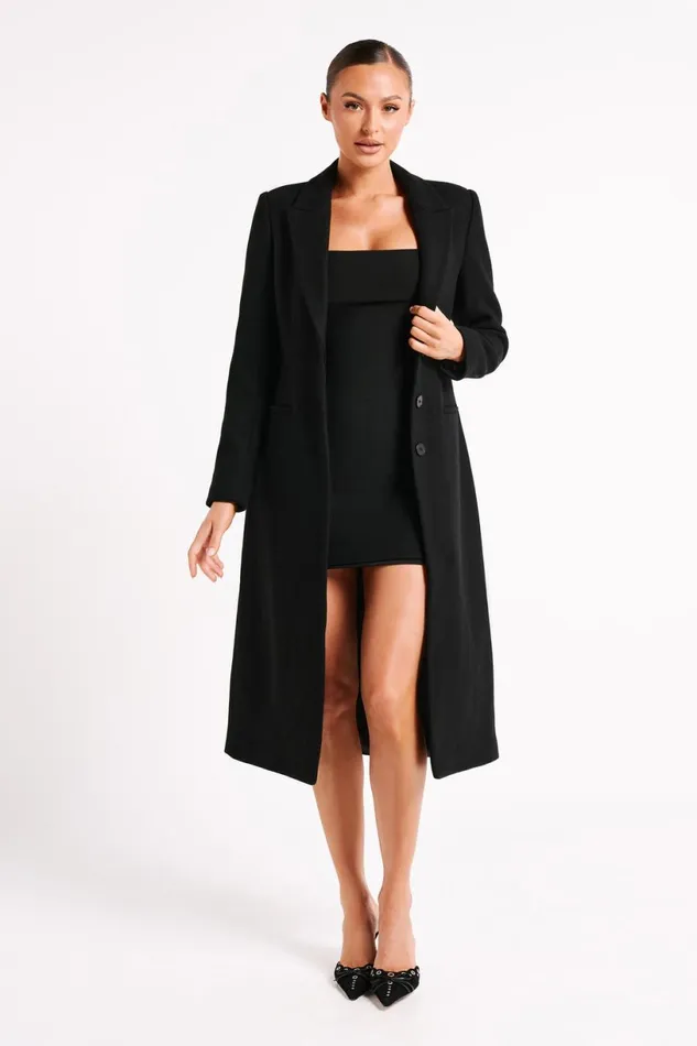 Meshki Coats and Jackets Women Adelaide Cinched Wool Coat 8211 Black Black