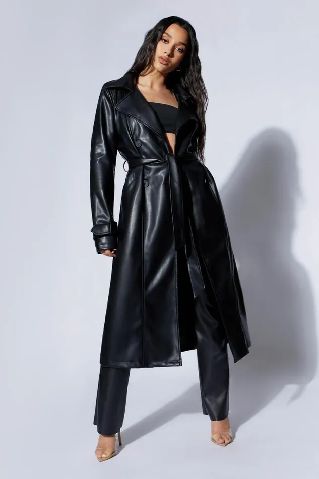 Meshki Coats and Jackets Women Isla Pu Trench 8211 Black Black