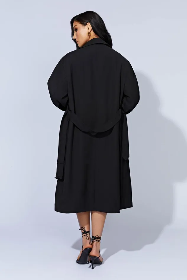 Meshki Coats and Jackets Women Keily Super Oversized Trench Coat 8211 Black Black