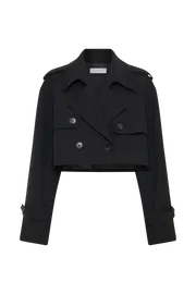 Meshki Coats and Jackets Women Palmer Cropped Trench Coat 8211 Black Black