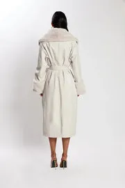 Meshki Coats and Jackets Women Rebekah Oversized Pu Trench Coat With Fur Trim 8211 Bone Bone