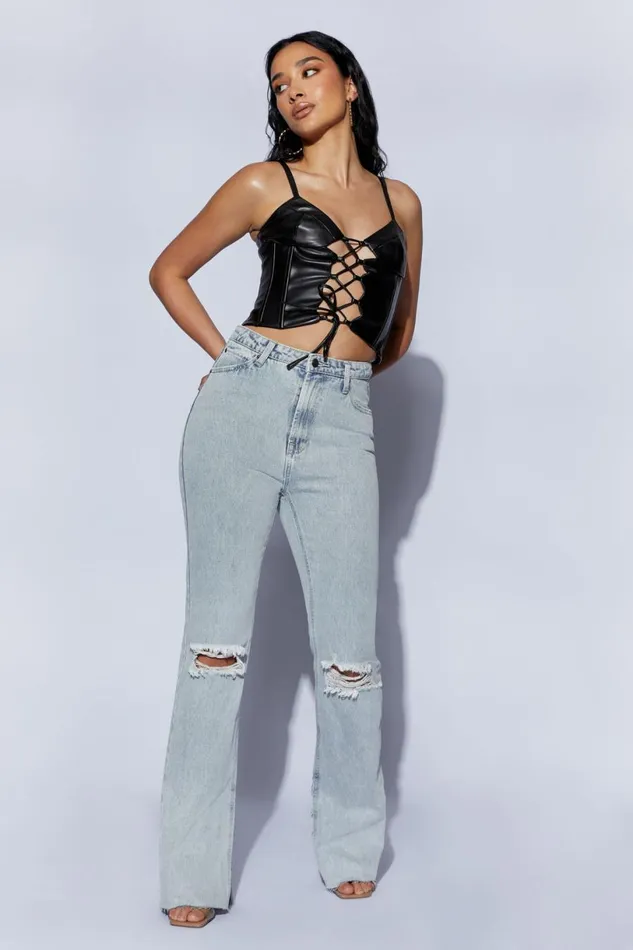 Meshki Corsets Women Alaia Lace Up Corset Pu Top 8211 Black Black Meshki Corsets Women Alaia Lace Up Corset Pu Top 8211 Black Black