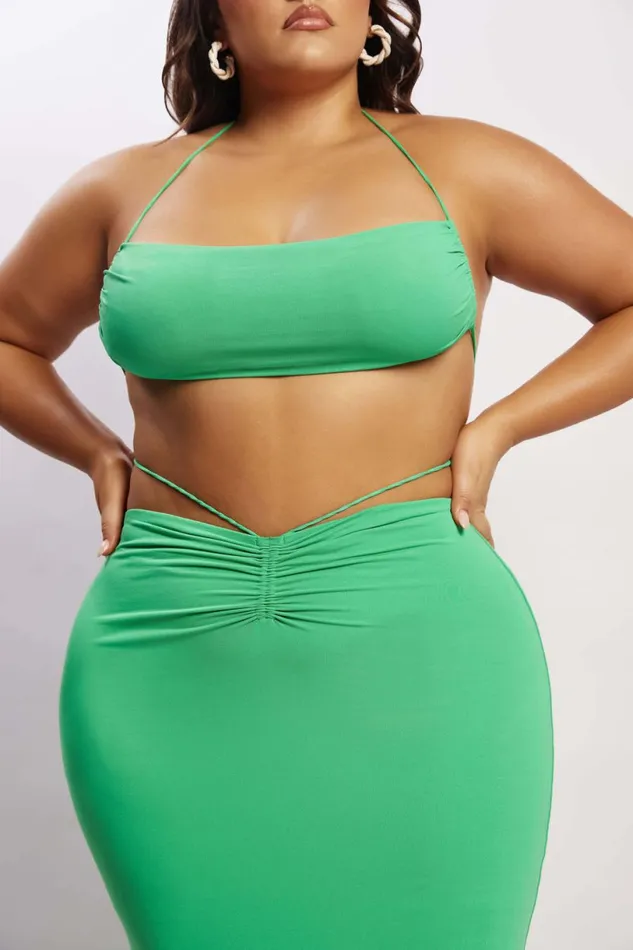 Meshki Crop Tops Women Amber Ruched Halter Crop Top 8211 Green Green Meshki Crop Tops Women Amber Ruched Halter Crop Top 8211 Green Green