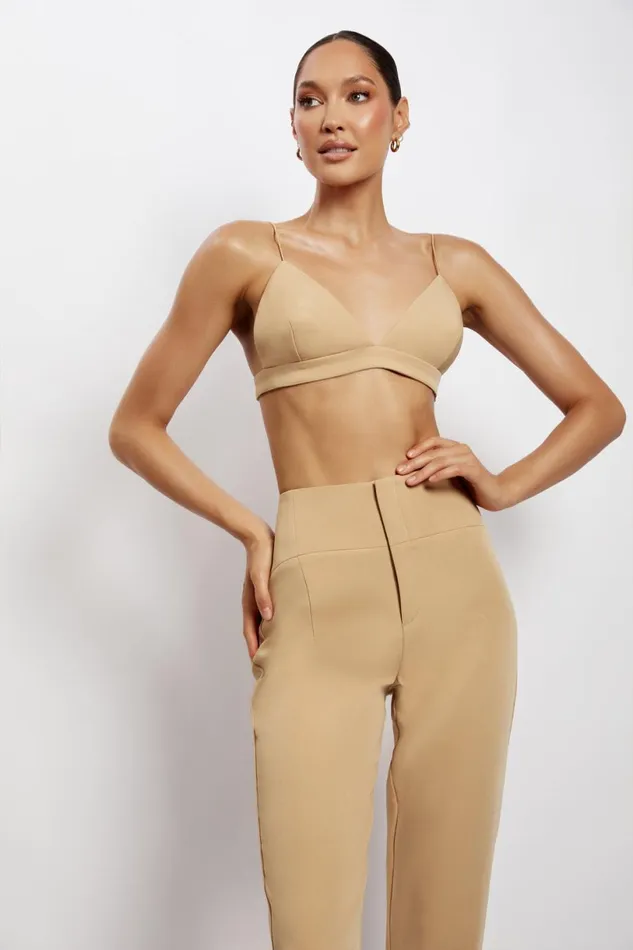 Meshki Crop Tops Women Cynthia Triangle Bralette 8211 Camel Camel Meshki Crop Tops Women Cynthia Triangle Bralette 8211 Camel Camel