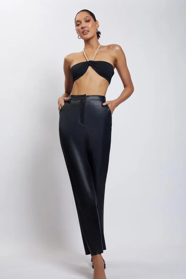 Meshki Crop Tops Women Lea Diamante Chain Halter Neck Crop Top 8211 Black Black Meshki Crop Tops Women Lea Diamante Chain Halter Neck Crop Top 8211 Black Black