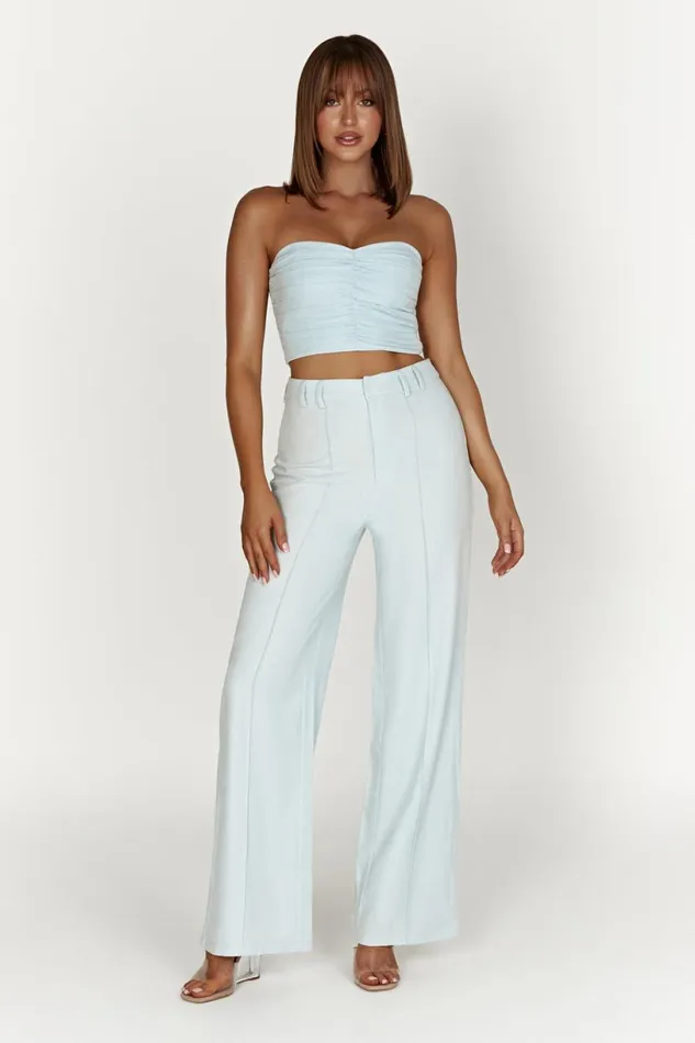 Meshki Crop Tops Women Mckenna Gathered Linen Top 8211 Powder Blue Powderblue Meshki Crop Tops Women Mckenna Gathered Linen Top 8211 Powder Blue Powderblue