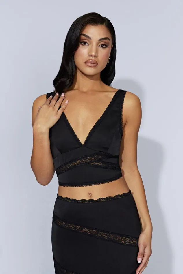 Meshki Crop Tops Women Monet Lace Top 8211 Black Black