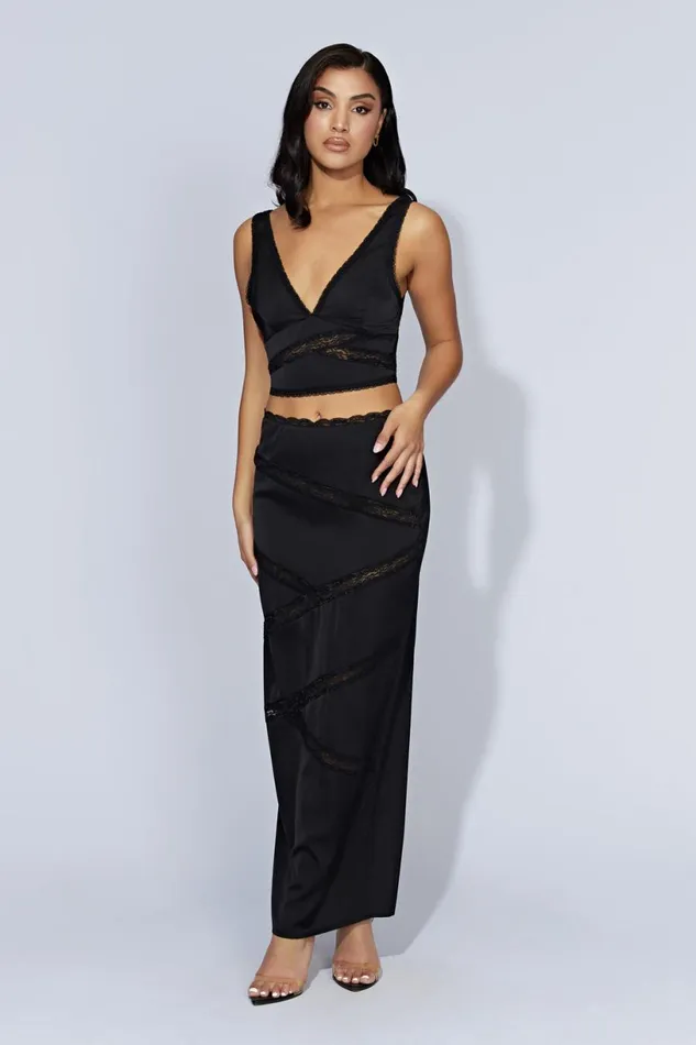 Meshki Crop Tops Women Monet Lace Top 8211 Black Black