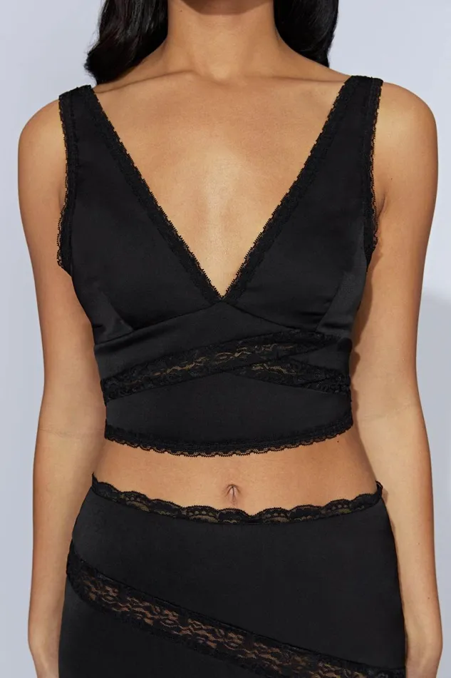 Meshki Crop Tops Women Monet Lace Top 8211 Black Black
