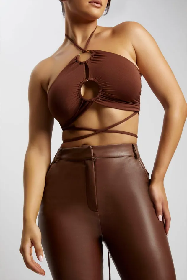 Meshki Crop Tops Women Sabrina Ruched Halter Crop Top 8211 Chocolate Chocolate Meshki Crop Tops Women Sabrina Ruched Halter Crop Top 8211 Chocolate Chocolate