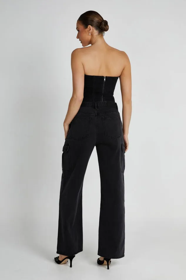 Meshki Denim Women Jagger Relaxed Denim Jean 8211 Washed Black Washedblack