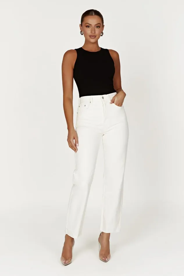 Meshki Denim Women Tina Mom Jean 8211 Ecru Ecru