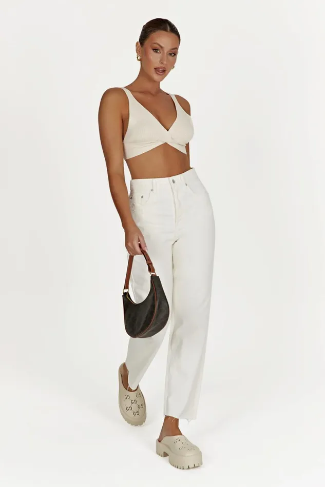 Meshki Denim Women Tina Mom Jean 8211 Ecru Ecru