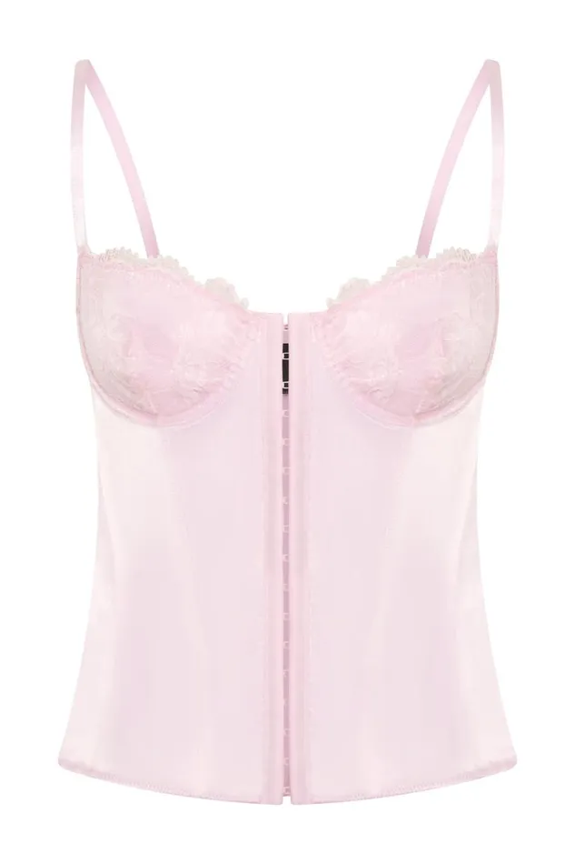 Meshki Intimates Women Claudia Lace Satin Bustier Corset 8211 Pink Pink