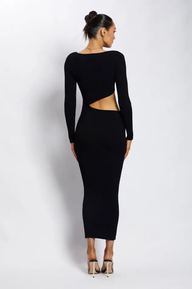 Meshki Maternity Dresses Women Gaia Cut Out Asymmetric Knitted Midi Dress 8211 Black Black Meshki Maternity Dresses Women Gaia Cut Out Asymmetric Knitted Midi Dress 8211 Black Black