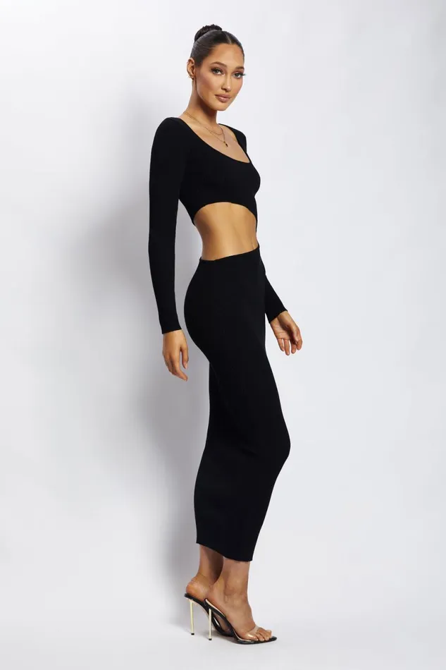 Meshki Maternity Dresses Women Gaia Cut Out Asymmetric Knitted Midi Dress 8211 Black Black Meshki Maternity Dresses Women Gaia Cut Out Asymmetric Knitted Midi Dress 8211 Black Black