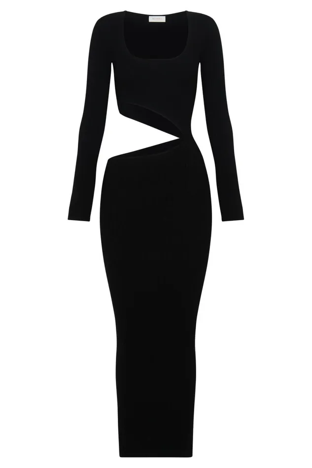 Meshki Maternity Dresses Women Gaia Cut Out Asymmetric Knitted Midi Dress 8211 Black Black Meshki Maternity Dresses Women Gaia Cut Out Asymmetric Knitted Midi Dress 8211 Black Black