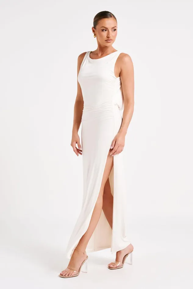 Meshki Maxi Dresses Women Alika Draped Front Maxi Dress 8211 Ivory Ivory Meshki Maxi Dresses Women Alika Draped Front Maxi Dress 8211 Ivory Ivory