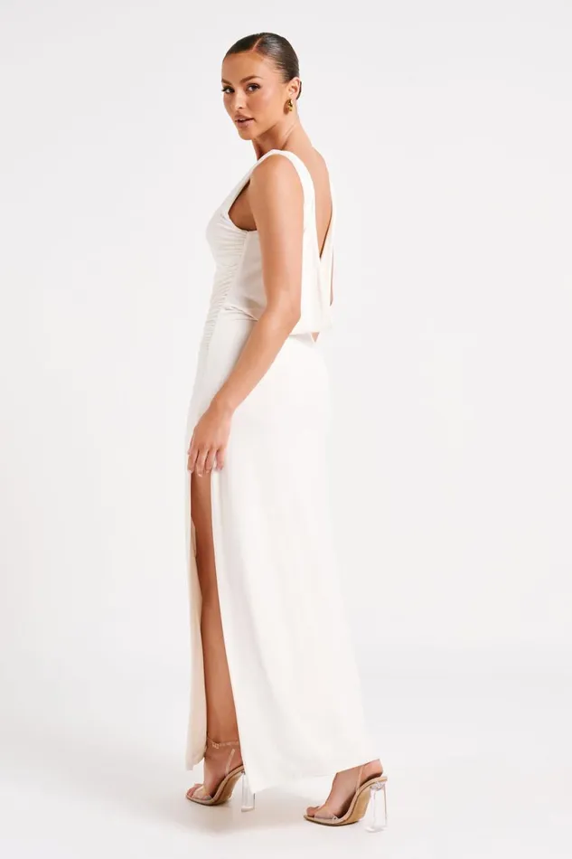 Meshki Maxi Dresses Women Alika Draped Front Maxi Dress 8211 Ivory Ivory Meshki Maxi Dresses Women Alika Draped Front Maxi Dress 8211 Ivory Ivory