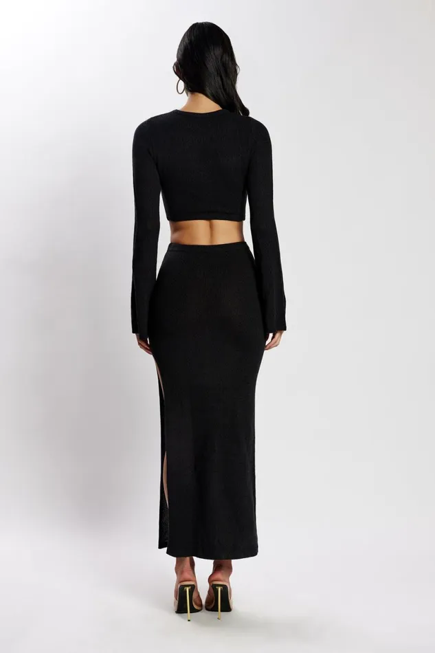 Meshki Maxi Dresses Women Anna Flare Sleeve Knit Dress 8211 Black Black