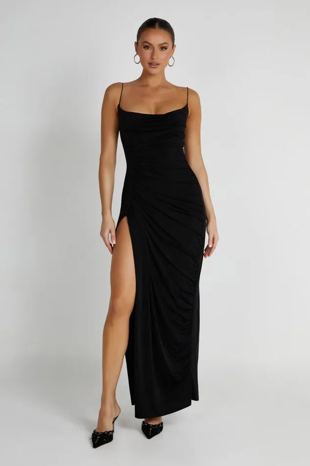 Meshki Maxi Dresses Women Candice Ruched Maxi Dress 8211 Black Black