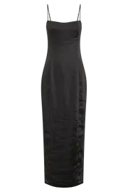 Meshki Maxi Dresses Women Chrisley Satin Maxi Dress With Split 8211 Black Black