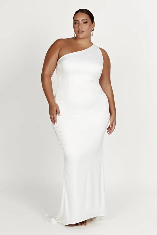 Meshki Maxi Dresses Women Harper One Shoulder Gown 8211 White White