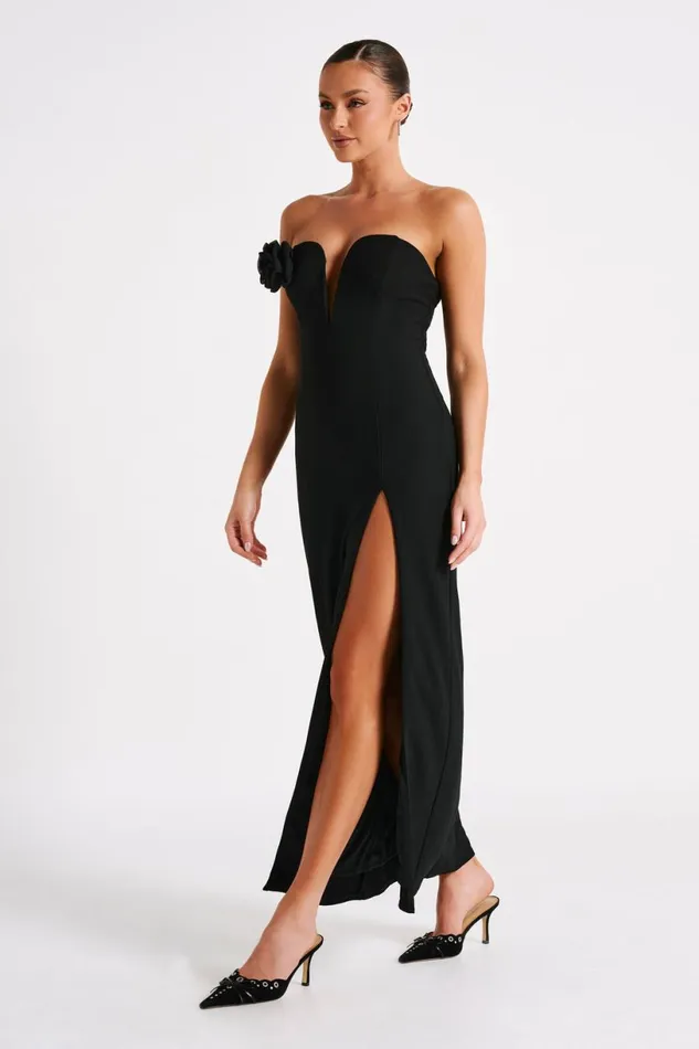 Meshki Maxi Dresses Women Haven Strapless Rose Maxi Dress 8211 Black Black
