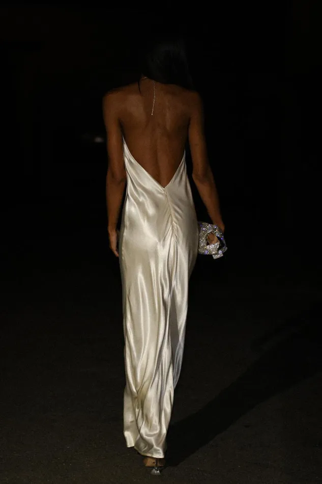 Meshki Maxi Dresses Women Melissa Satin Cowl Front Maxi Dress 8211 Ivory Ivory