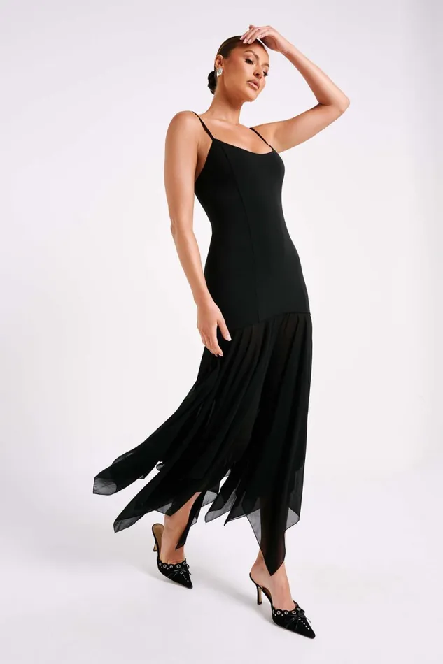 Meshki Maxi Dresses Women Minka Chiffon Maxi Dress 8211 Black Black