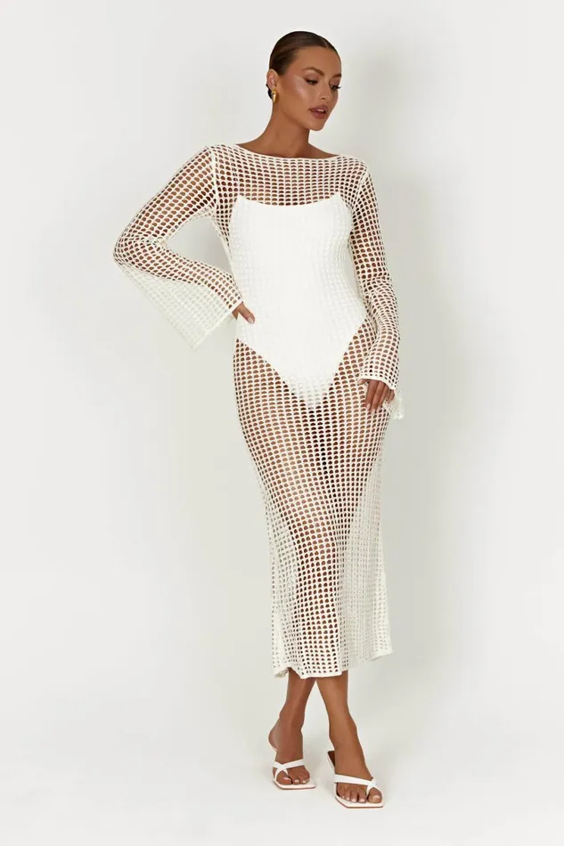 Meshki Maxi Dresses Women Murphy Long Sleeve Crochet Maxi Dress 8211 White White Meshki Maxi Dresses Women Murphy Long Sleeve Crochet Maxi Dress 8211 White White