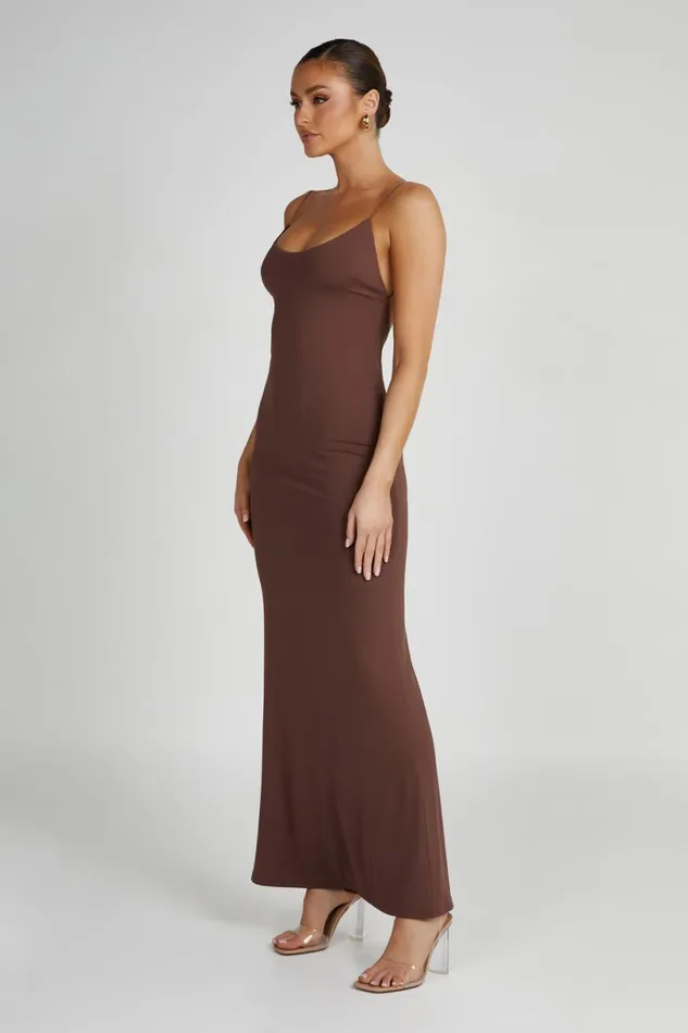 Meshki Maxi Dresses Women Nikkita Recycled Nylon Strappy Maxi Dress 8211 Mocha Mocha