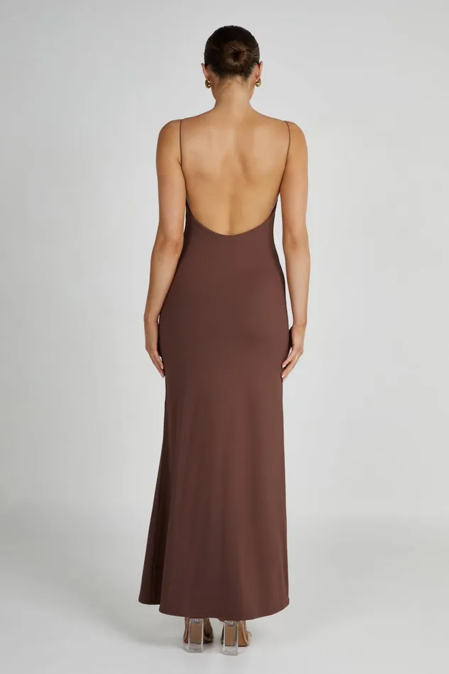 Meshki Maxi Dresses Women Nikkita Recycled Nylon Strappy Maxi Dress 8211 Mocha Mocha