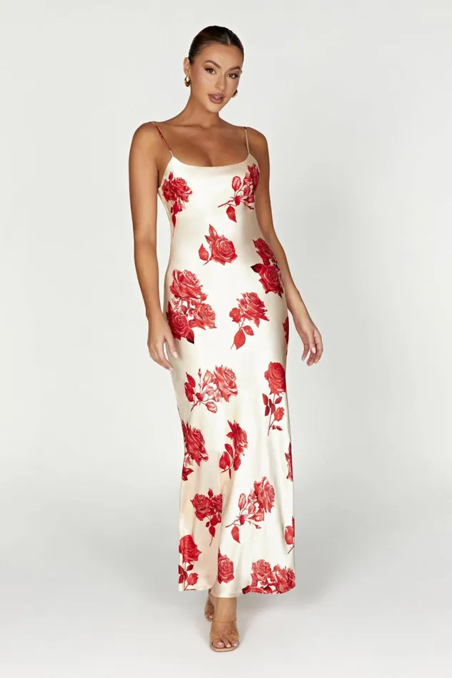 Meshki Maxi Dresses Women Rosalie Satin Maxi Dress 8211 Rose Print Rose Print Meshki Maxi Dresses Women Rosalie Satin Maxi Dress 8211 Rose Print Rose Print
