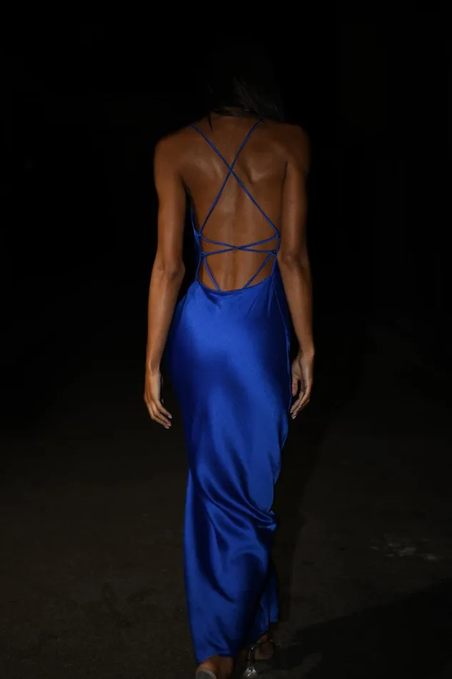Meshki Maxi Dresses Women Sydney Straight Neck Slip Maxi Dress 8211 Cobalt Blue Cobaltblue