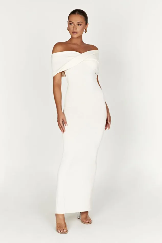 Meshki Maxi Dresses Women Terese Off Shoulder Knit Maxi Dress 8211 Cream Cream Meshki Maxi Dresses Women Terese Off Shoulder Knit Maxi Dress 8211 Cream Cream