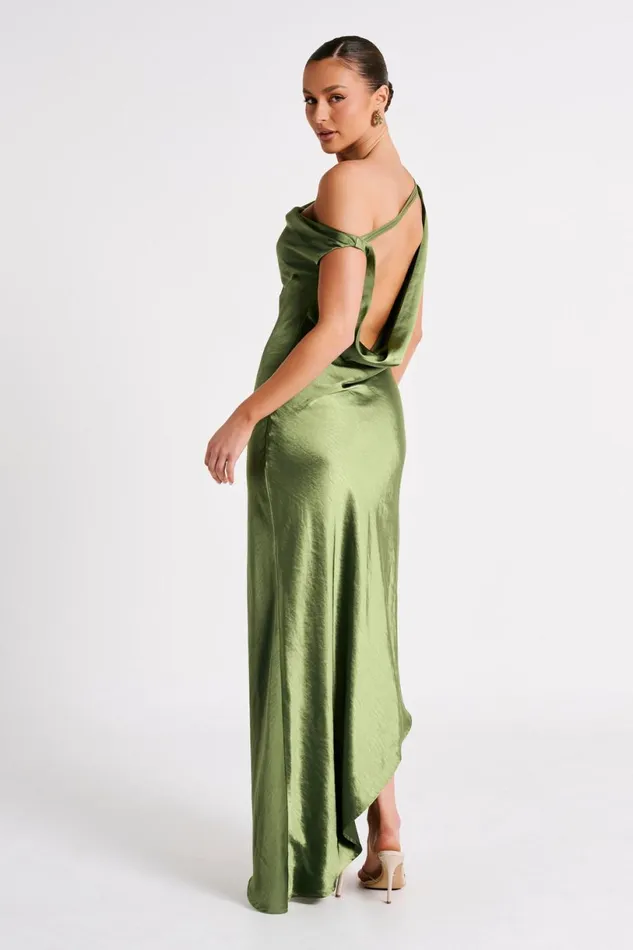 Meshki Maxi Dresses Women Yvette Slip Maxi Dress With Asymmetrical Hem 8211 Emerald Emerald