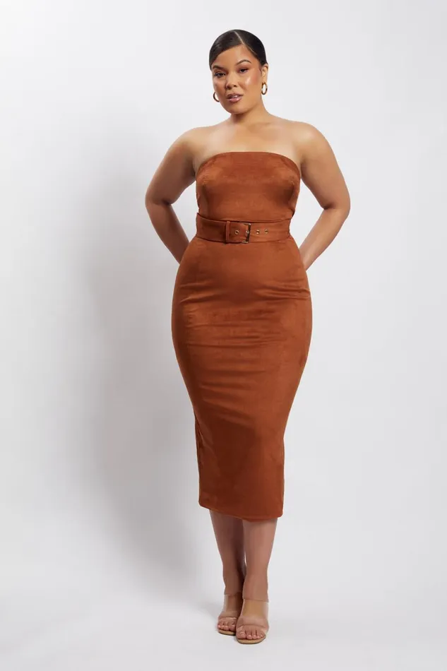 Meshki Midi Dresses Women Bella Suede Belted Midi Dress 8211 Tan Tan Meshki Midi Dresses Women Bella Suede Belted Midi Dress 8211 Tan Tan