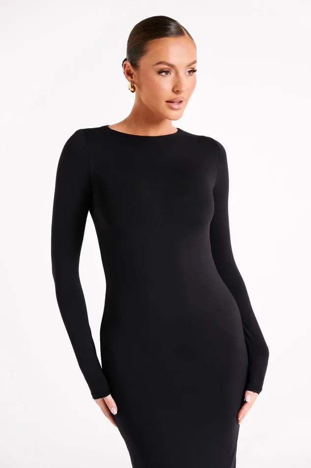 Meshki Midi Dresses Women Cataleya Recycled Nylon Midi Dress 8211 Black Black